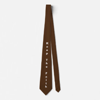 Keep The Faith Neck Tie (White/Brown)