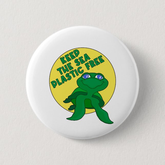 Keep The Sea Plastic Free 6 Cm Round Badge (Front)
