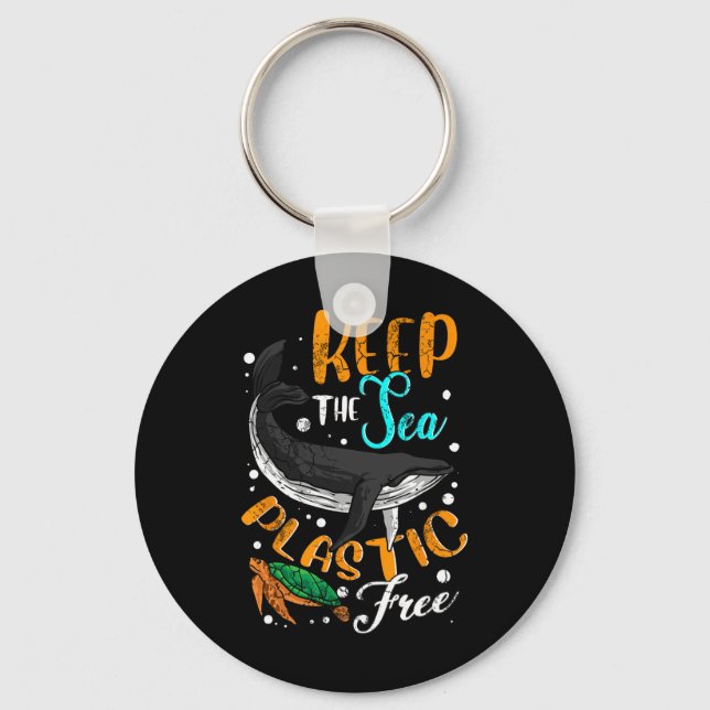 Keep The Sea Plastic Free Environment Environmenta Key Ring (Front)