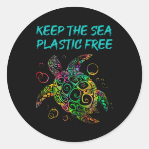 Keep The Sea Plastic Free Save Turtles And Ocean Classic Round Sticker