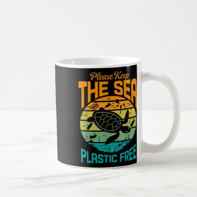 Keep The Sea Plastic Free Saying, Environmental Pr Coffee Mug (Right)