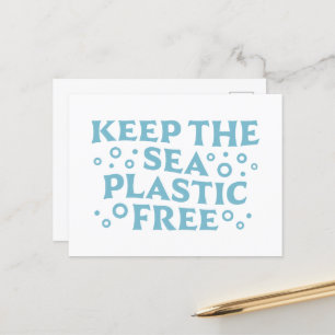 Keep the sea plastic free stop pollution postcard
