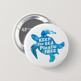 Keep the Sea Plastic Free Turtle 6 Cm Round Badge