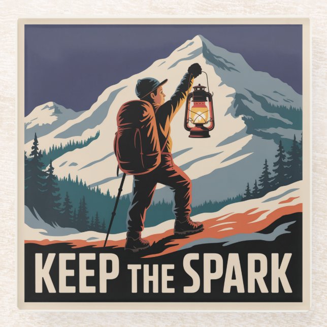 Keep The Spark Glass Coaster (Front)