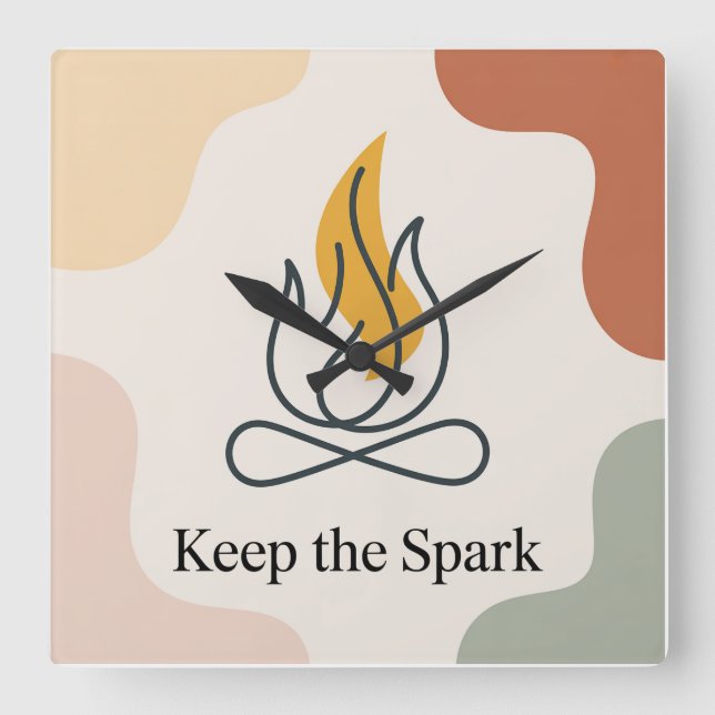 Keep The Spark Square Wall Clock (Front)