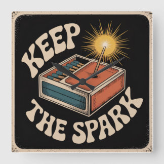 Keep The Spark Square Wall Clock