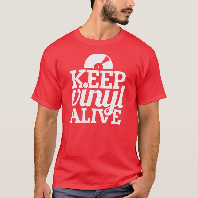 Keep Vinyl Alive T-Shirt - Dj's, Mixing - Red (Front)