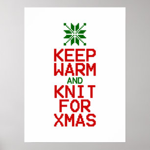 Keep Warm and Knit for Xmas Poster