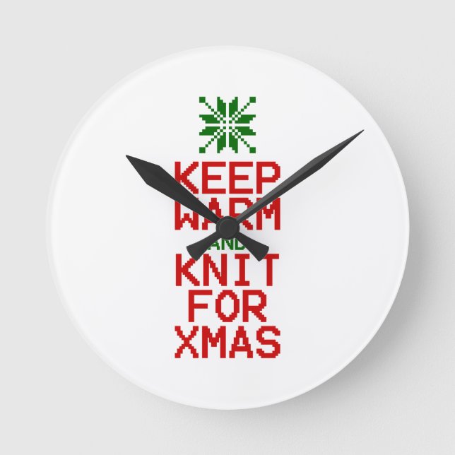 Keep Warm and Knit for Xmas Round Clock (Front)