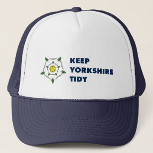 keep yorkshire tidy message white rose symbol brit trucker hat