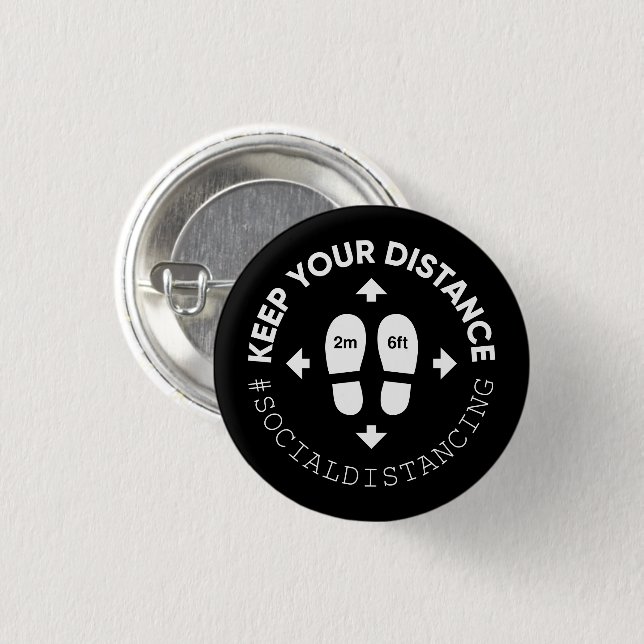 "Keep your distance" Social Distance Sign 3 Cm Round Badge (Front & Back)