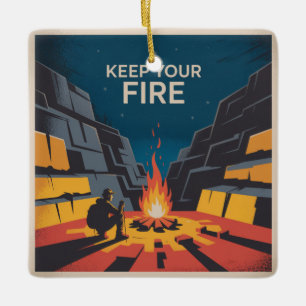 Keep Your Fire Ceramic Ornament