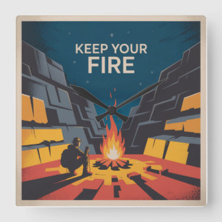 Keep Your Fire Square Wall Clock