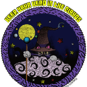 Keep Your Head In The Clouds Cartoon Wizard Cat T-Shirt