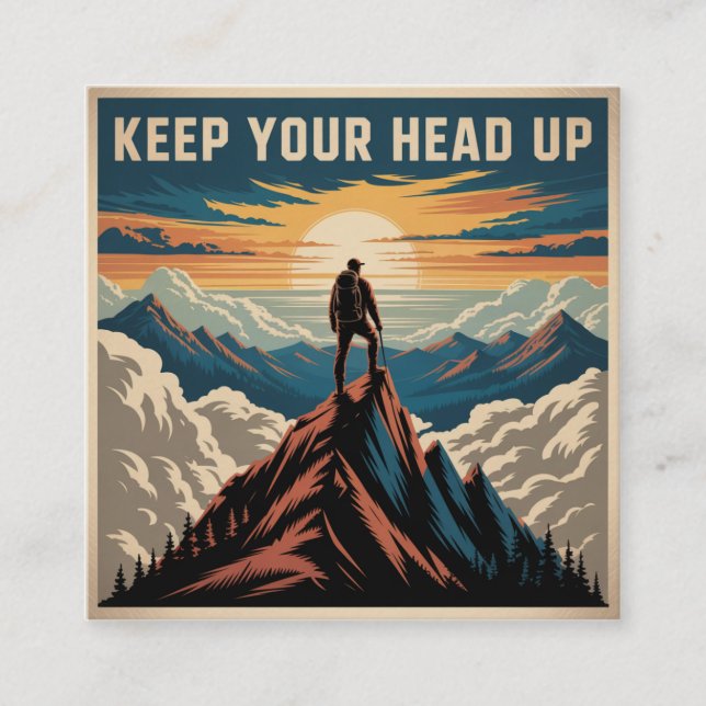 Keep Your Head Up Square Business Card (Front)