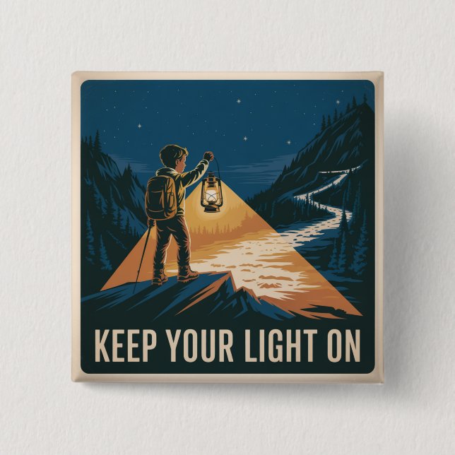 Keep Your Light On 15 Cm Square Badge (Front)