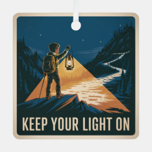 Keep Your Light On Metal Tree Decoration