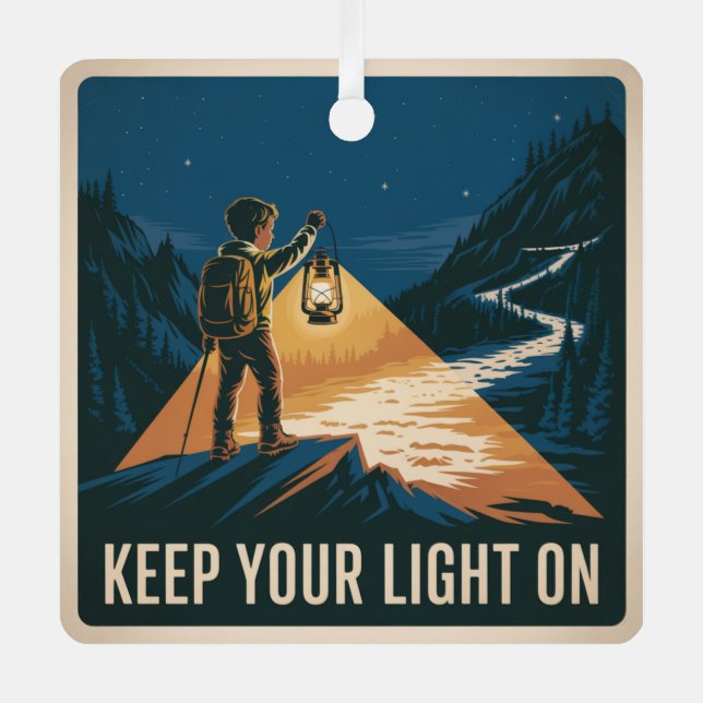 Keep Your Light On Metal Tree Decoration (Front)