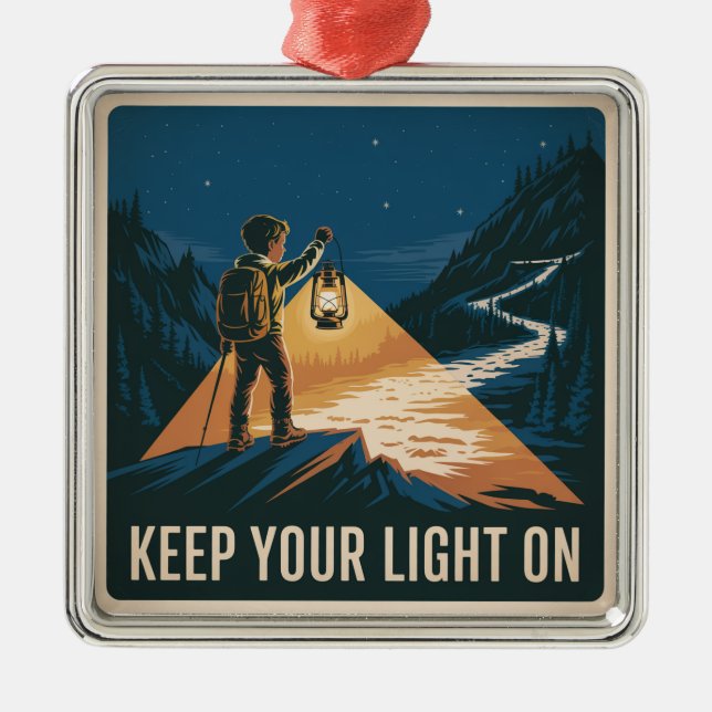 Keep Your Light On Metal Tree Decoration (Front)