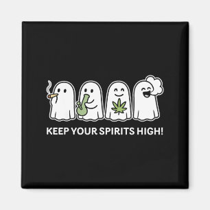 Keep Your Spirits High Ghost Smoking Halloween Magnet