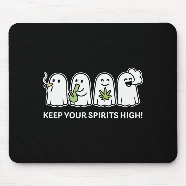 Keep Your Srits High Ghost Smoking Weed Halloween  Mouse Mat (Front)