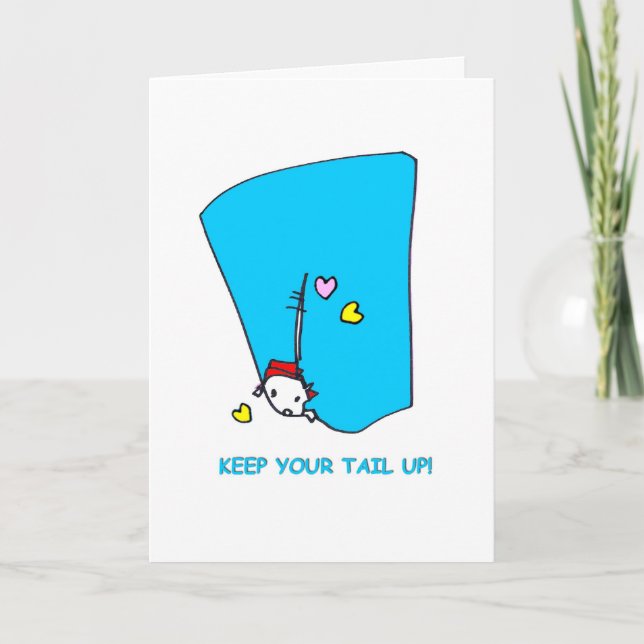 Keep Your Tail Up-On White Holiday Card (Front)
