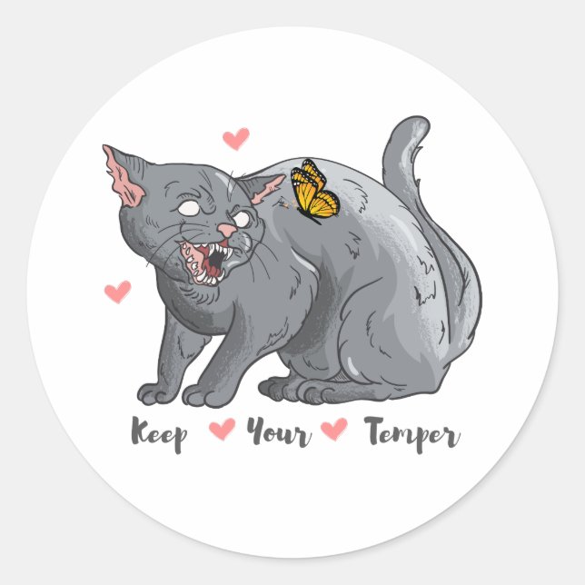 Keep your temper classic round sticker (Front)