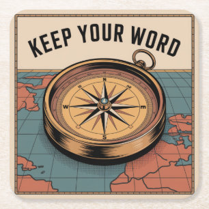 Keep Your Word Square Paper Coaster