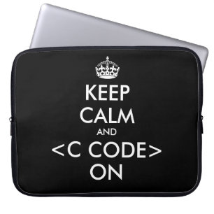 KeepCalm and c code on laptop sleeve   Geek humor