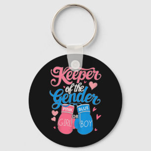 Keeper Of Gender Boxing Gender Reveal Family Party Key Ring
