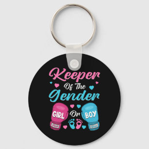 Keeper Of Gender Boxing Gender Reveal Family Party Key Ring