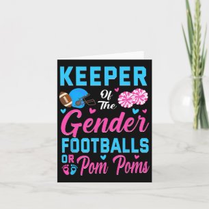 Keeper Of Gender Football Or Pom Poms Gender Revea Card