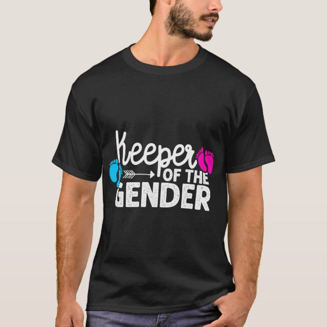 Keeper Of Gender Reveal Baby Announcement T-Shirt (Front)