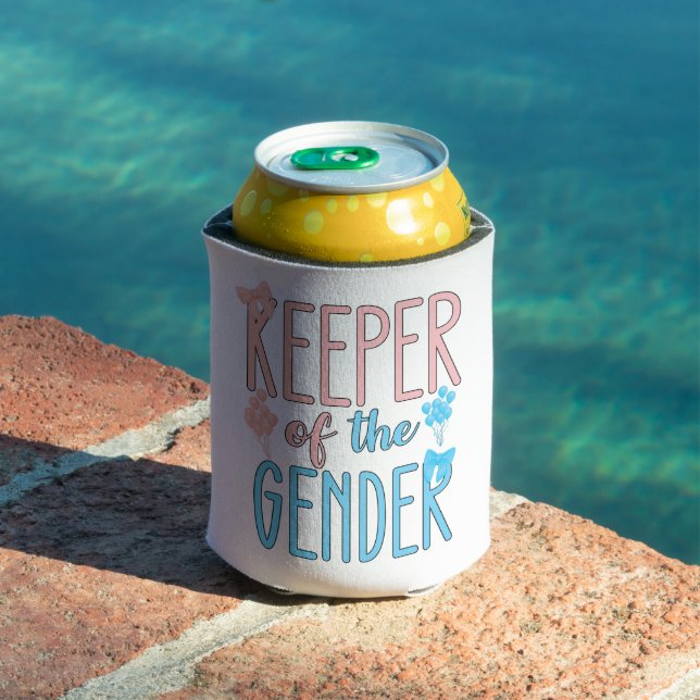 Keeper Of Gender Reveal Boy Girl Pink Blue Can Cooler (In Situ Pool)