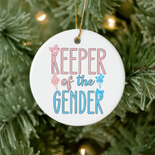 Keeper Of Gender Reveal Boy Girl Pink Blue Ceramic Tree Decoration
