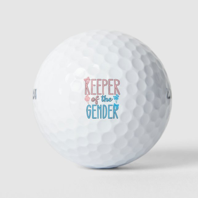 Keeper Of Gender Reveal Boy Girl Pink Blue Golf Balls (Front)