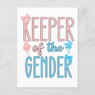 Keeper Of Gender Reveal Boy Girl Pink Blue Invitation Postcard