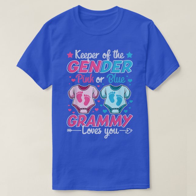 Keeper Of Gender Reveal Pink Or Blue Grammy Loves  T-Shirt (Design Front)
