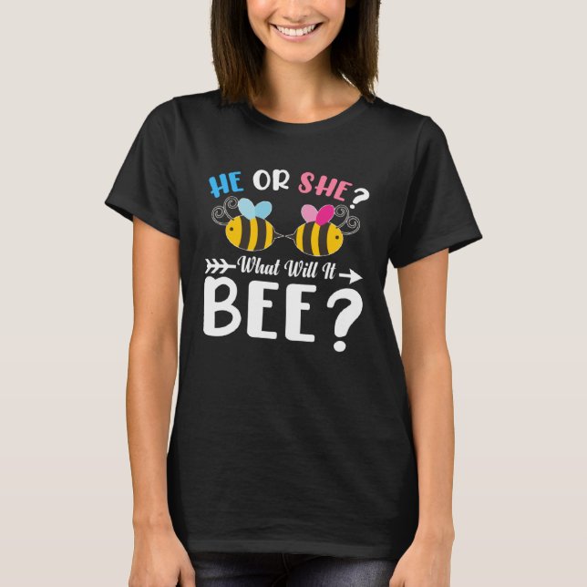 Keeper of Gender Reveal What Will it Bee He or She T-Shirt (Front)