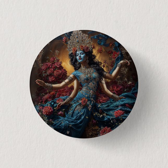 Keeper of Sacred Flow Goddess Kali 3 Cm Round Badge (Front)