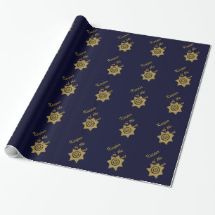 Keeper of the Cons-Gold Badge-Blue-Gift Wrapping Paper