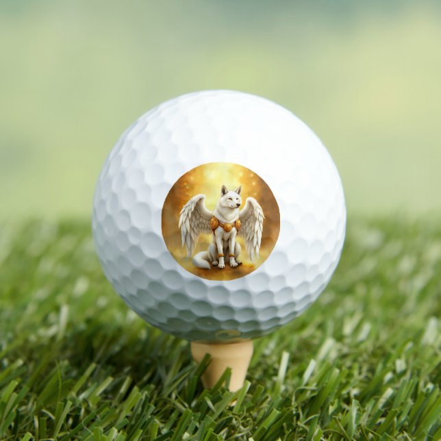 Keeper of the Dawn – The White Winged Wolf.  Golf Balls (Insitu Tee)