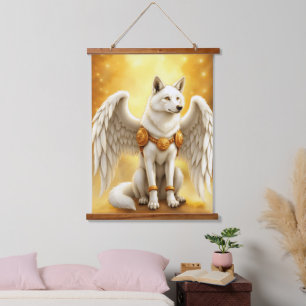 Keeper of the Dawn – The White Winged Wolf.  Hanging Tapestry