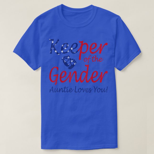 Keeper Of The Gender 4th Of July Baby Gender Revea T-Shirt (Design Front)