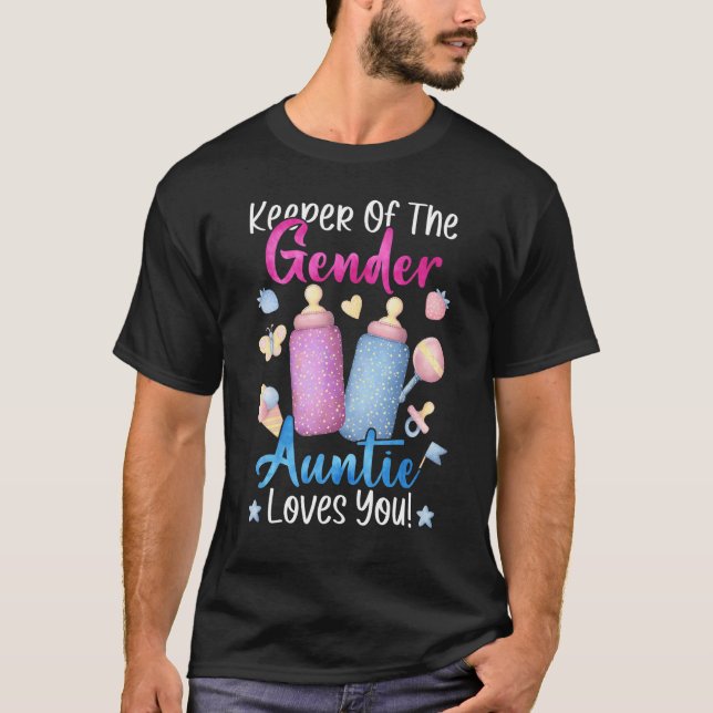 Keeper Of The Gender Auntie Loves You Gender Revea T-Shirt (Front)