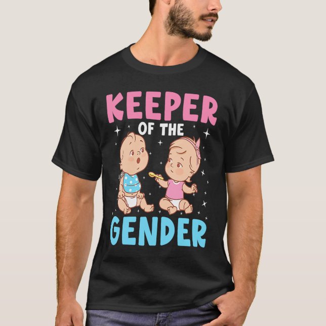 Keeper of the Gender Baby Party Gender Reveal Anno T-Shirt (Front)