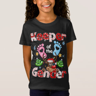 Keeper Of The Gender Christmas Tree Reindeer Holid T-Shirt