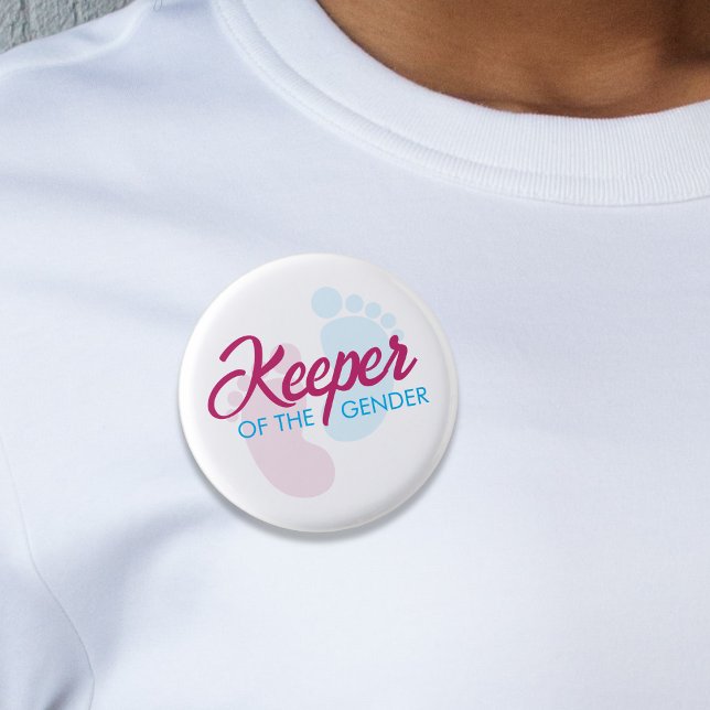Keeper of the Gender Footprint Baby Shower 3 Cm Round Badge (Keeper of the Gender Footprint Baby Shower Button)