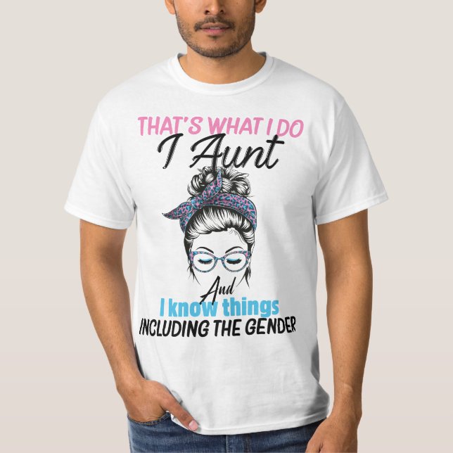 Keeper of the Gender gender Reveal auntie aunt Bab T-Shirt (Front)