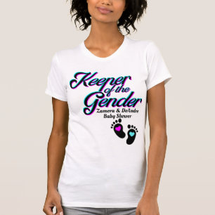 Keeper of the Gender  Pink and Blue Gender Reveal T-Shirt